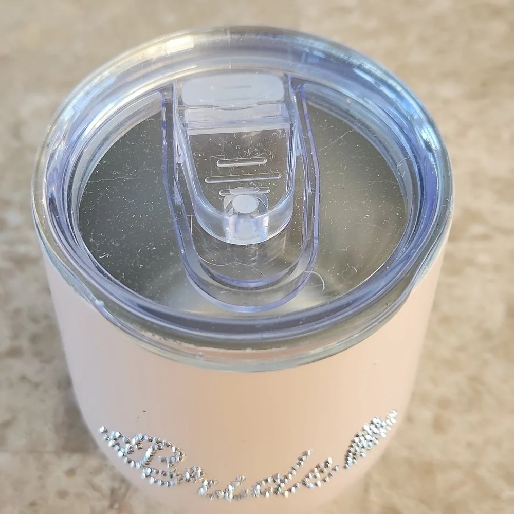 Pink Bride Tumbler with Rhinestone Design